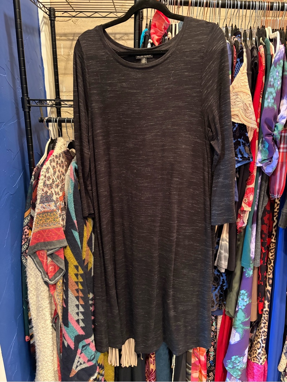 Hilary Radley Charcoal Knit Shift Dress